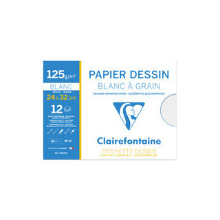 Papier dessin Clairefontaine Blanc 21 x 29.7 - 125gr - Pochette de 12 feuilles