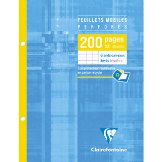 Feuille mobile Clairefontaine 17 x 22 - Blanc - 200 pages- 90g- seyes