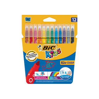 Feutre Bic - Kid couleur - ultra lavable- Pointe moyenne-Etui de 12