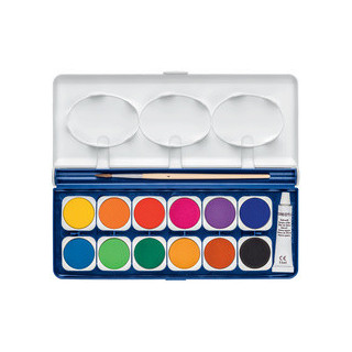 Peinture staedtler - 12 pastilles de 30mm + 1 tube blanc