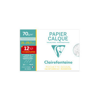 Papier calque Clairefontaine 21 x 29,7 - 70 gr - 12 feuilles