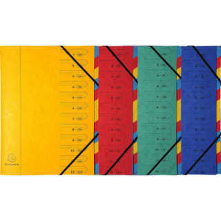 Trieur, A4, carton, 7 compartiments, assorti