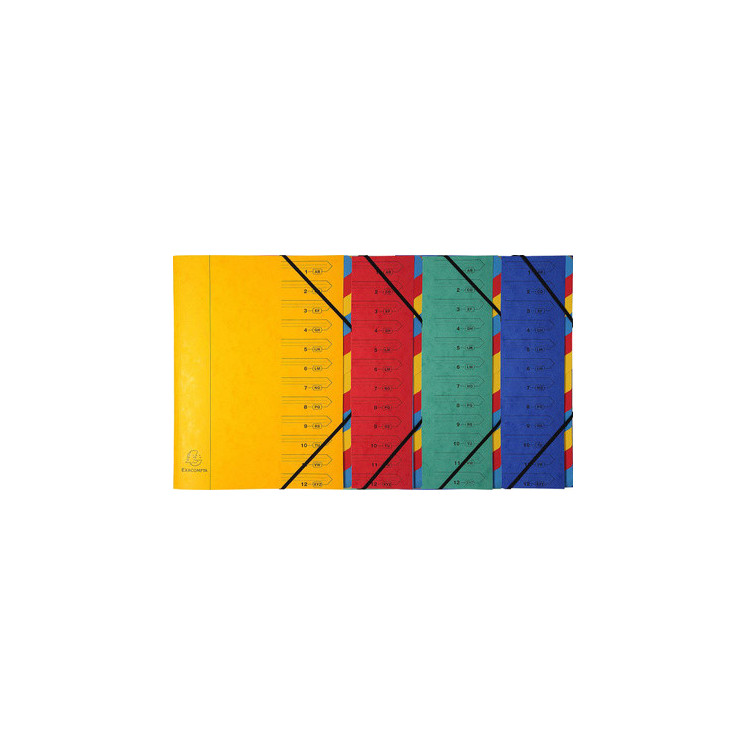 Trieur, A4, carton, 7 compartiments, assorti